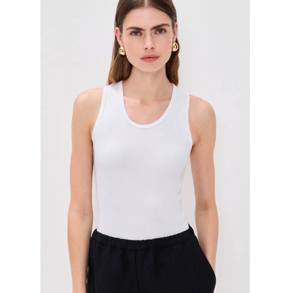 Enza Costa cotton rib scoop tank